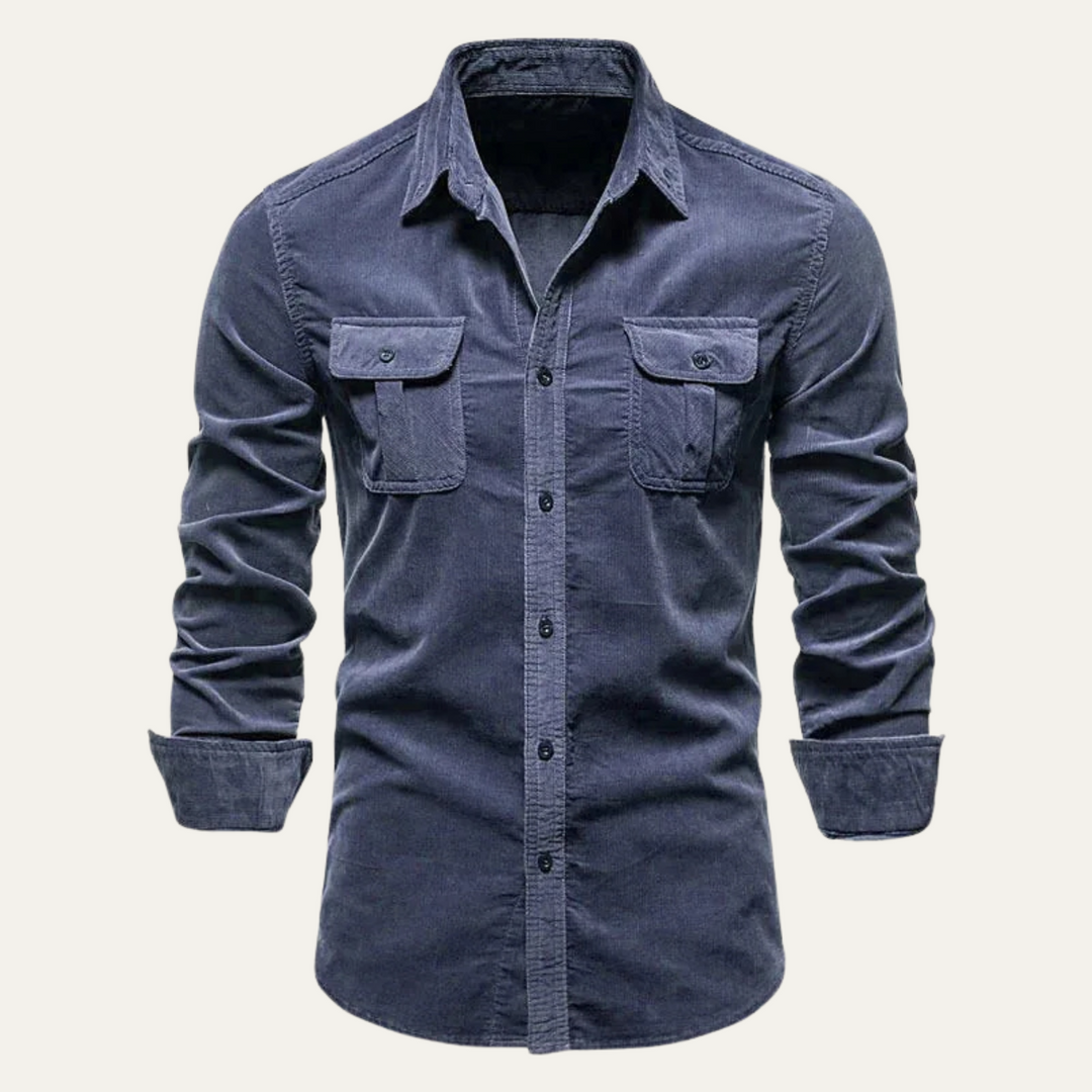 Mens Casual Corduroy Shirt Button-Down Fit