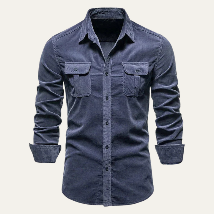 Mens Casual Corduroy Shirt Button-Down Fit