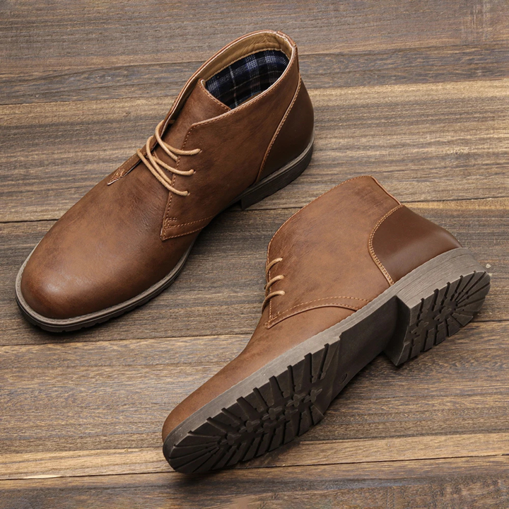 Mens Leather Lace-Up Ankle Boots Retro Style