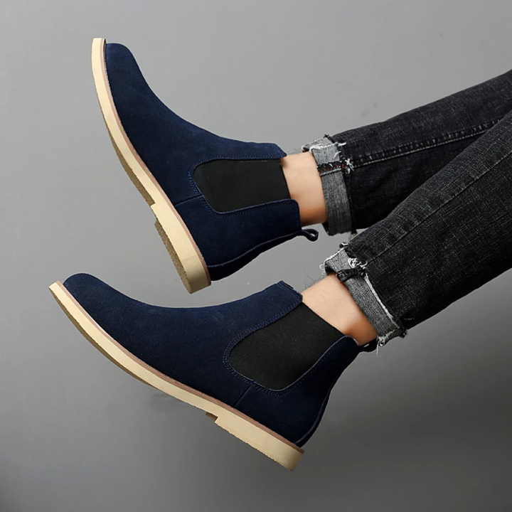 Mens Chelsea Boots Suede Zip Ankle Vintage Style
