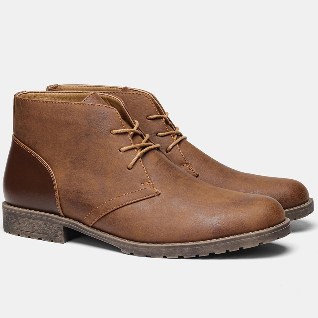 Mens Leather Lace-Up Ankle Boots Retro Style