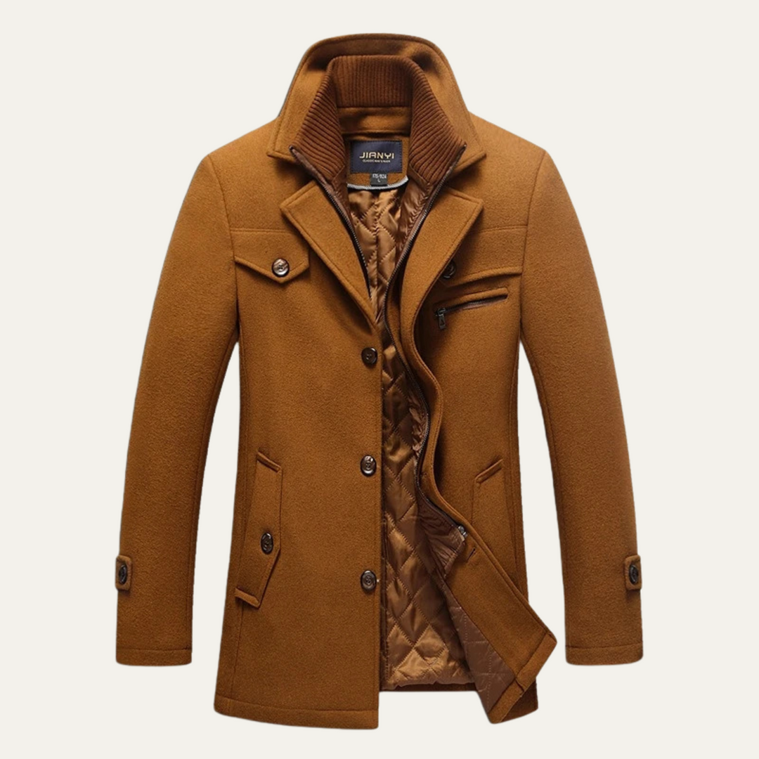 Mens Wool Blend Trench Coat Quilted Lining Classic Fit - BritishMode