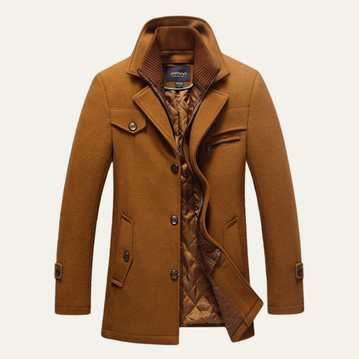 Mens Wool Blend Trench Coat Quilted Lining Classic Fit - BritishMode