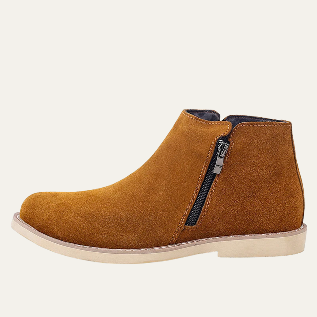Mens Chelsea Boots Suede Zip Ankle Retro Style