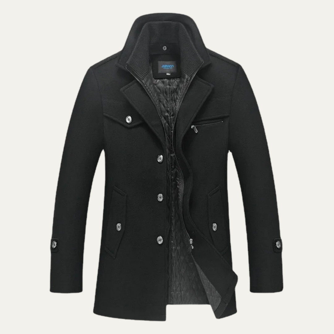 Mens Wool Blend Trench Coat Quilted Lining Classic Fit