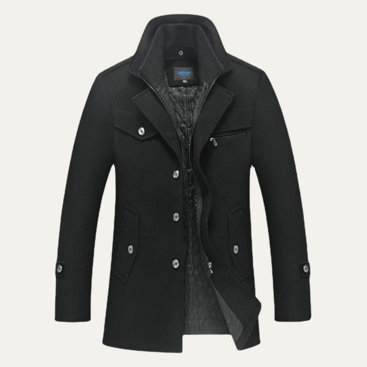 Mens Wool Blend Trench Coat Quilted Lining Classic Fit