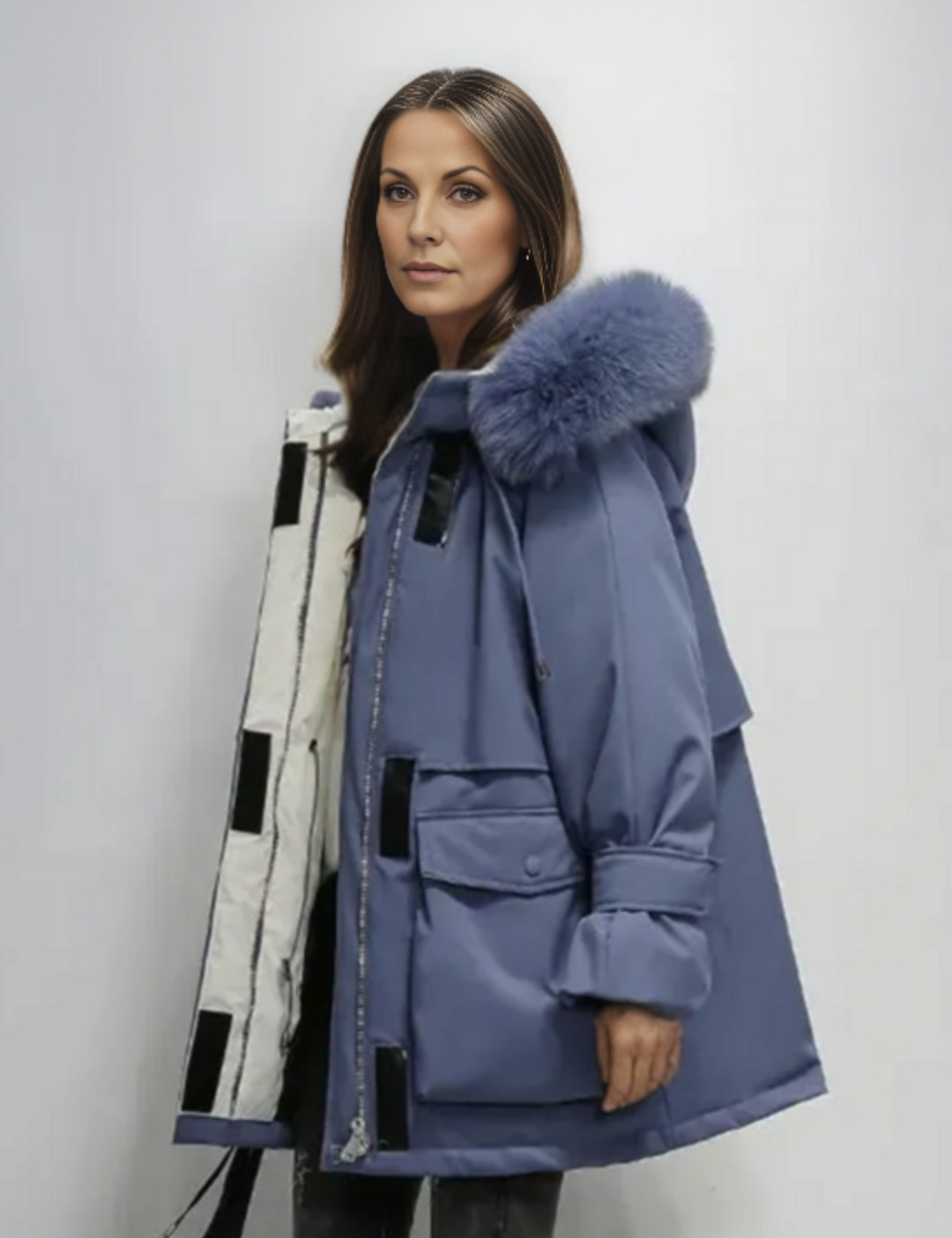 Womens Vegan Parka Coat Warm Insulated Fit - BritishMode