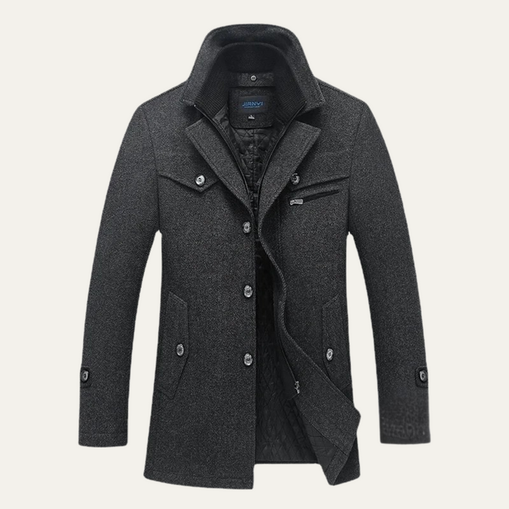 Mens Wool Blend Trench Coat Quilted Lining Classic Fit