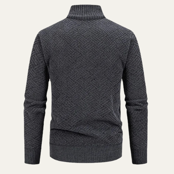 Mens Knitted Zip Cardigan with Warm Fleece Lining