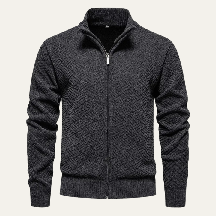 Mens Knitted Zip Cardigan with Warm Fleece Lining - BritishMode