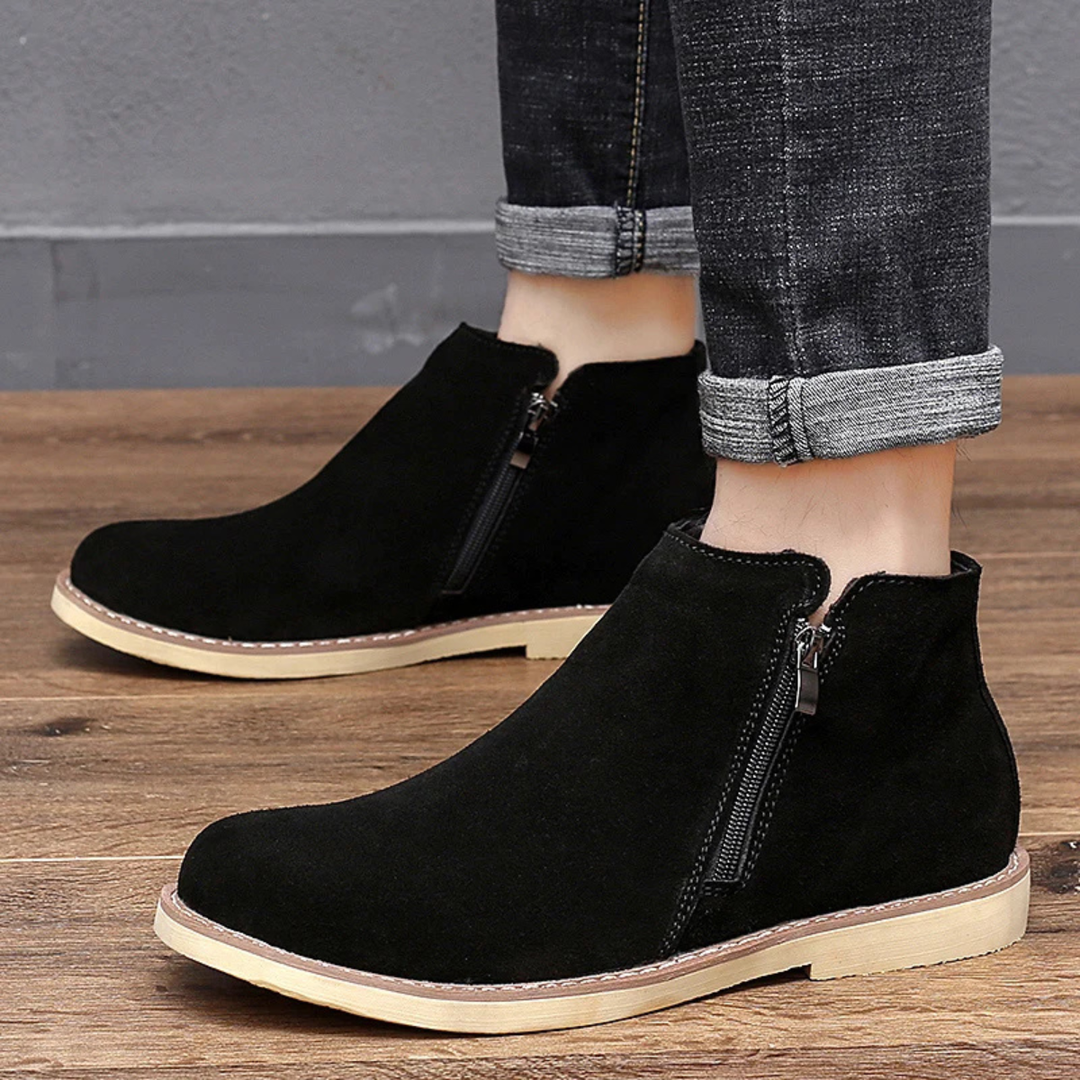 Mens Chelsea Boots Suede Zip Ankle Retro Style