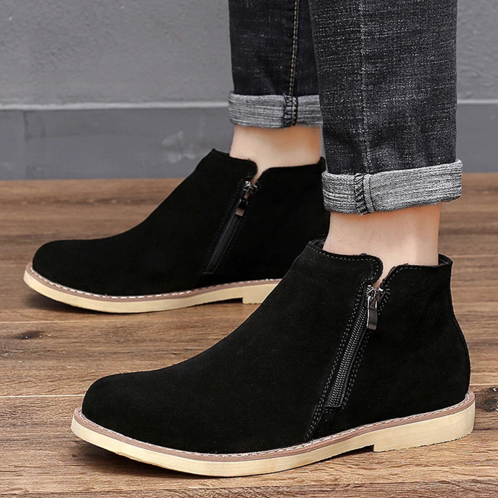 Mens Chelsea Boots Suede Zip Ankle Retro Style