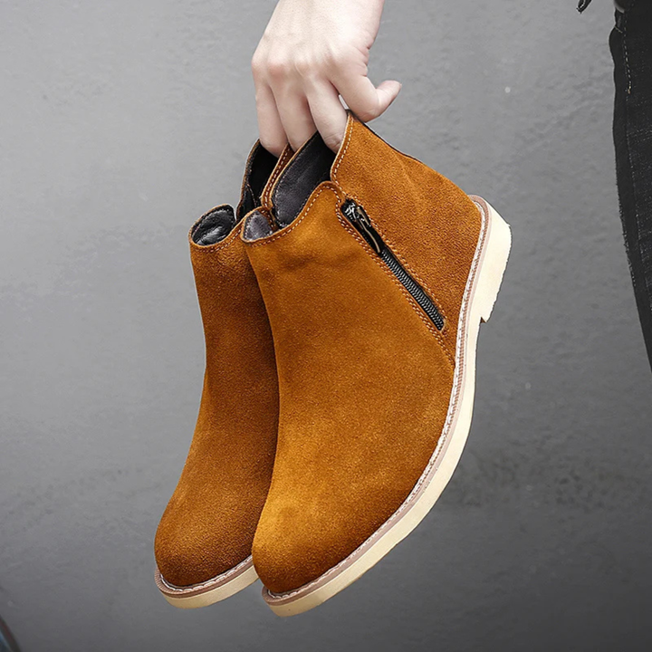 Mens Chelsea Boots Suede Zip Ankle Retro Style