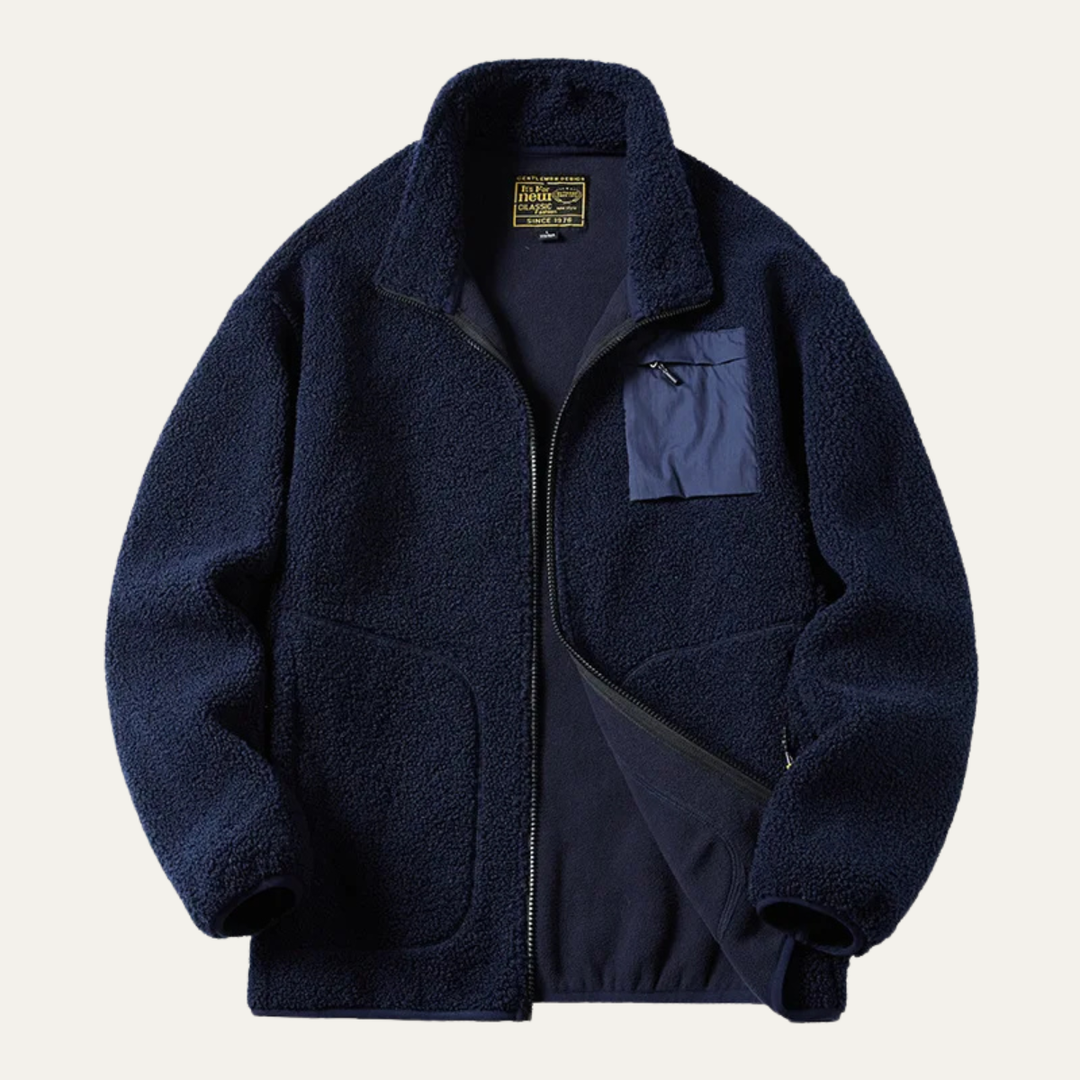 Mens Fleece Jacket Thick Warm Zip-Up Winter