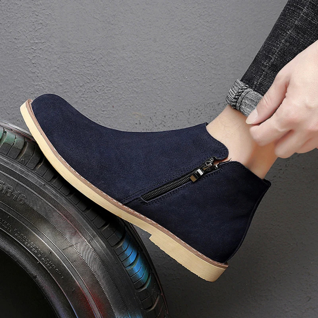 Mens Chelsea Boots Suede Zip Ankle Retro Style