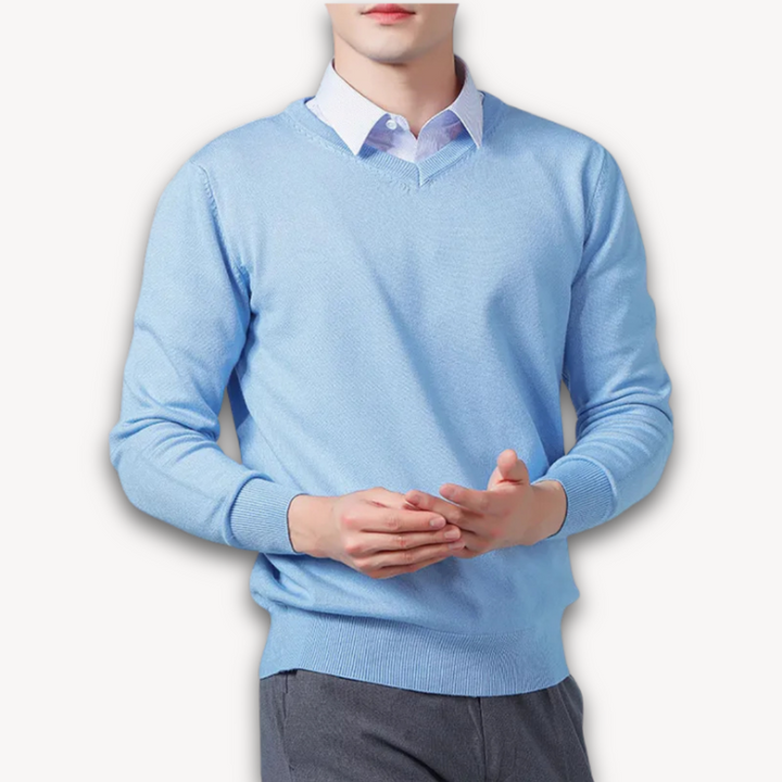 Mens Cashmere Sweater Elegant V-Neck