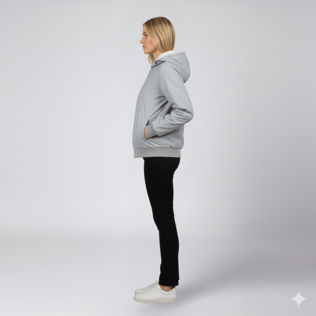 Womens Winter Jacket Reversible Oversized Zip-Up Outerwear