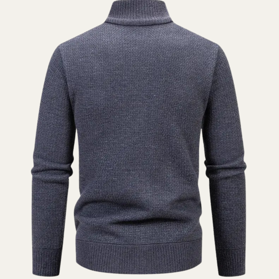 Mens Knitted Zip Cardigan Casual Stand Collar