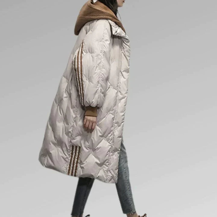 Womens Long Quilted Winter Coat Insulated Warm Fit