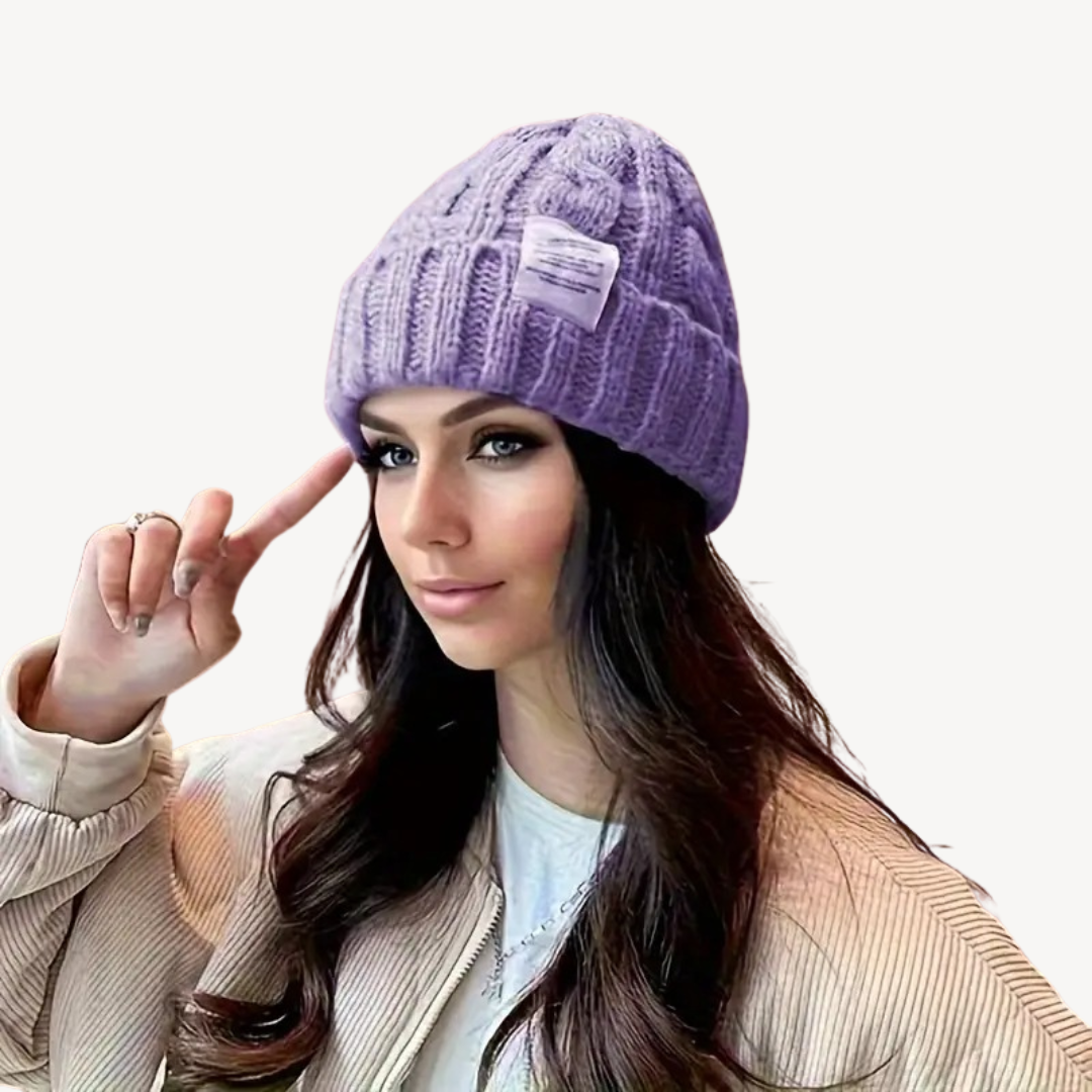 Womens Cable Knit Beanie Wool Blend Soft Fit