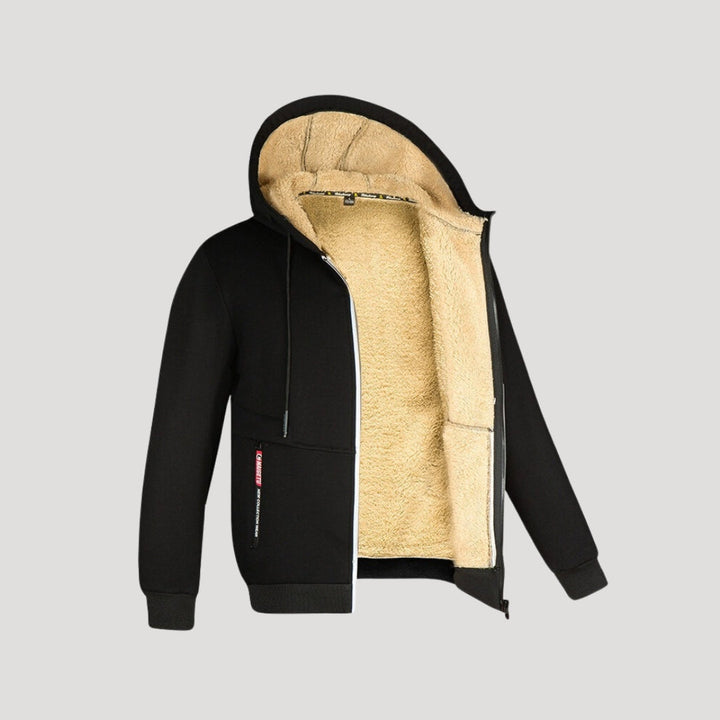 Mens Zip-Up Hoodie Thick Fleece Lined