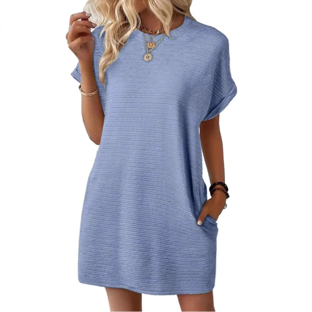 Womens Mini Dress with Short Sleeve and Pockets
