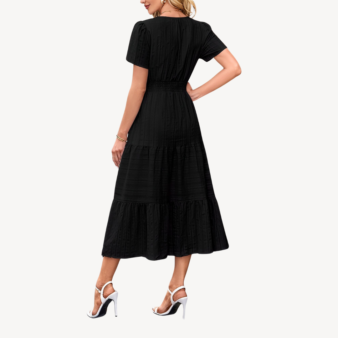 Womens Tiered Midi Dress Relaxed Fit