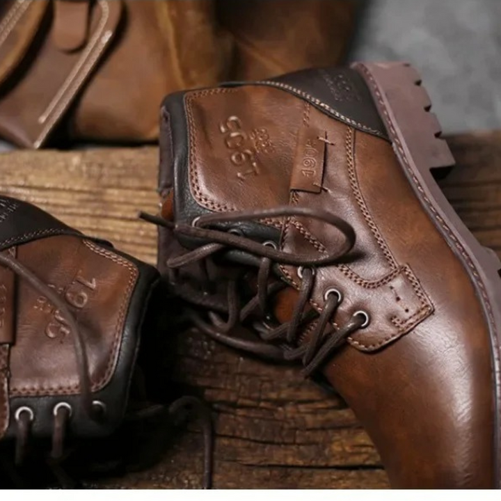 Mens Ankle Biker Boots Durable Vintage Style