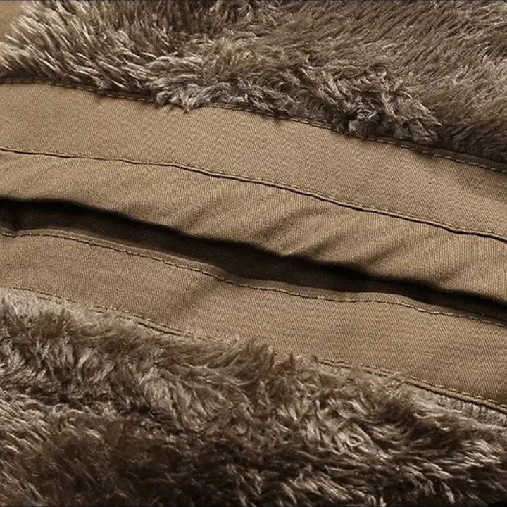 Mens Hooded Winter Parka Coat with Warm Insulation and Fur Trim
