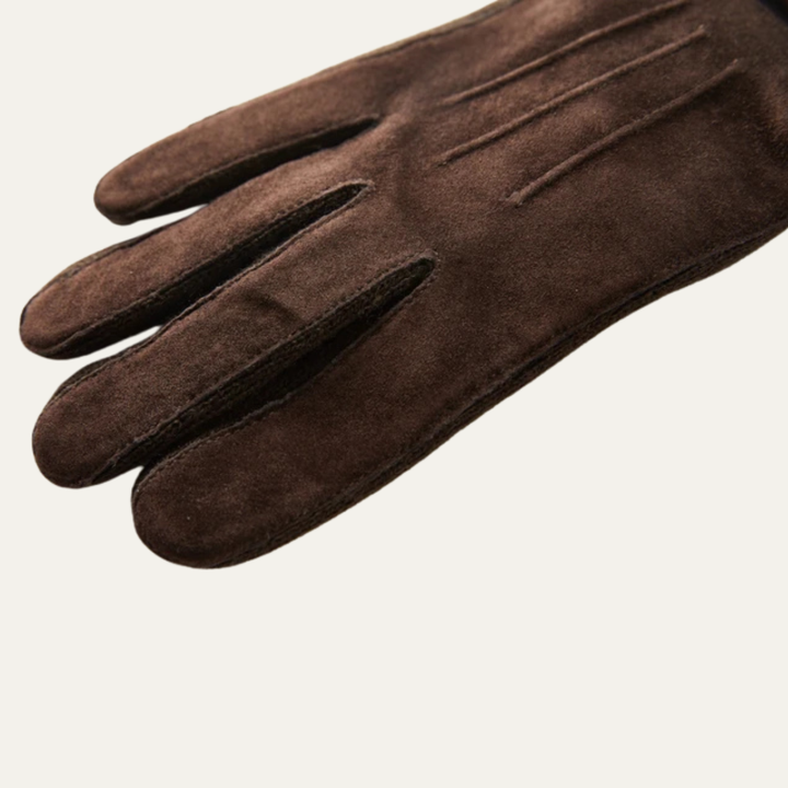 Mens Suede Gloves with Fleece Lining and Knit Cuffs