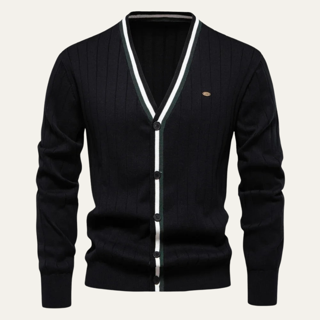 Mens Slim Fit V-Neck Cotton Knit Cardigan