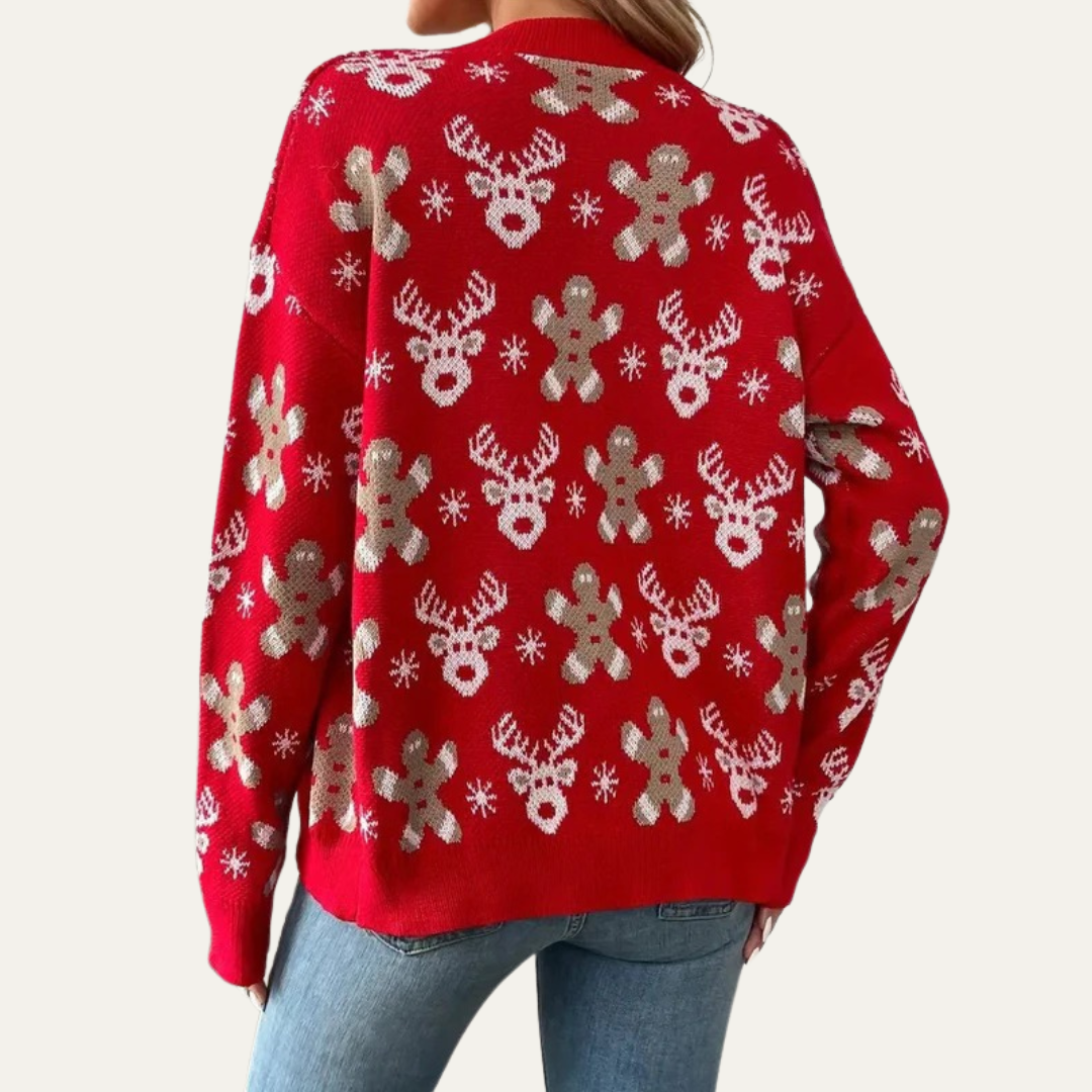 Womens Knit Cardigan with Buttons Festive Style