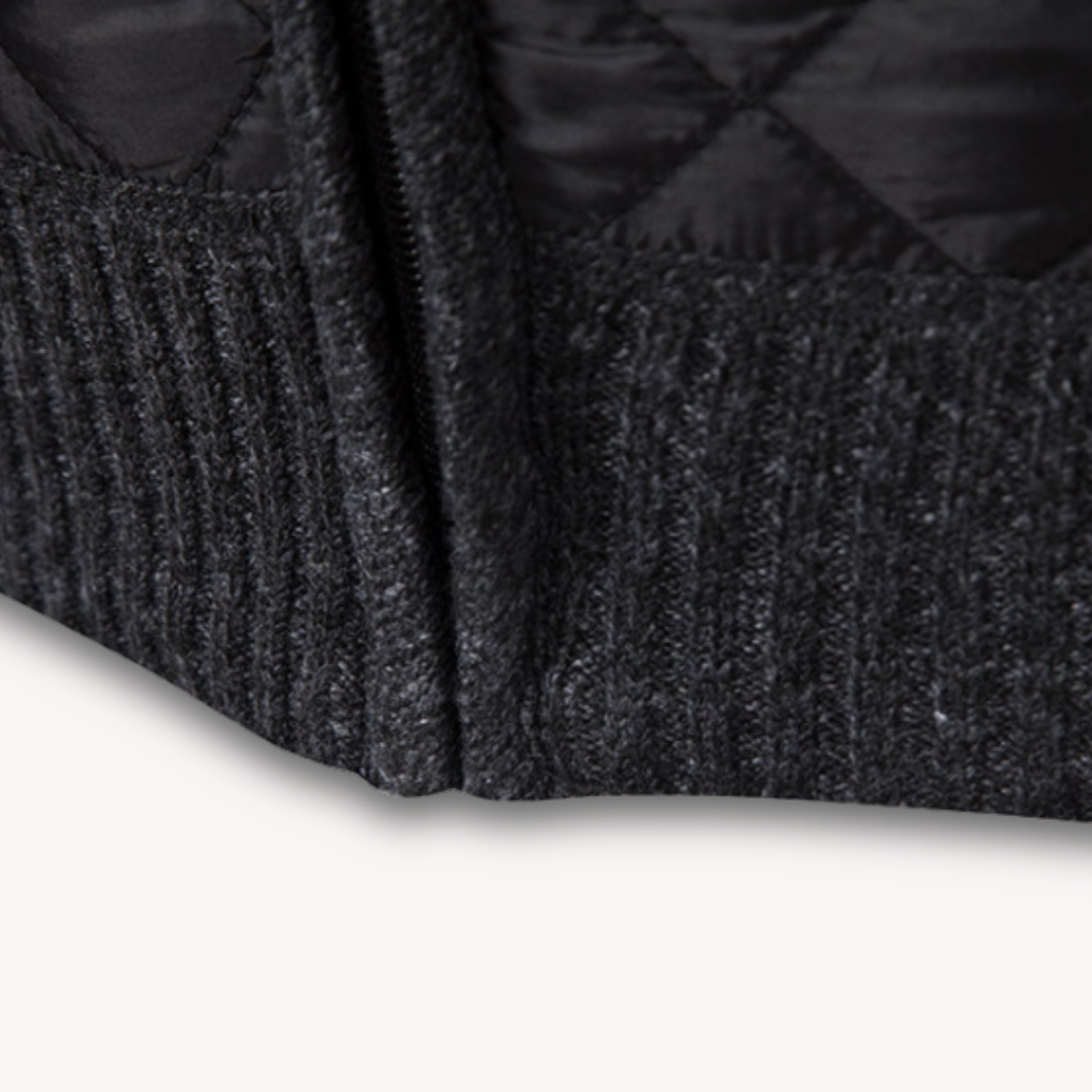 Mens Quilted Jacket Knitted Sleeves Casual Warm Fit
