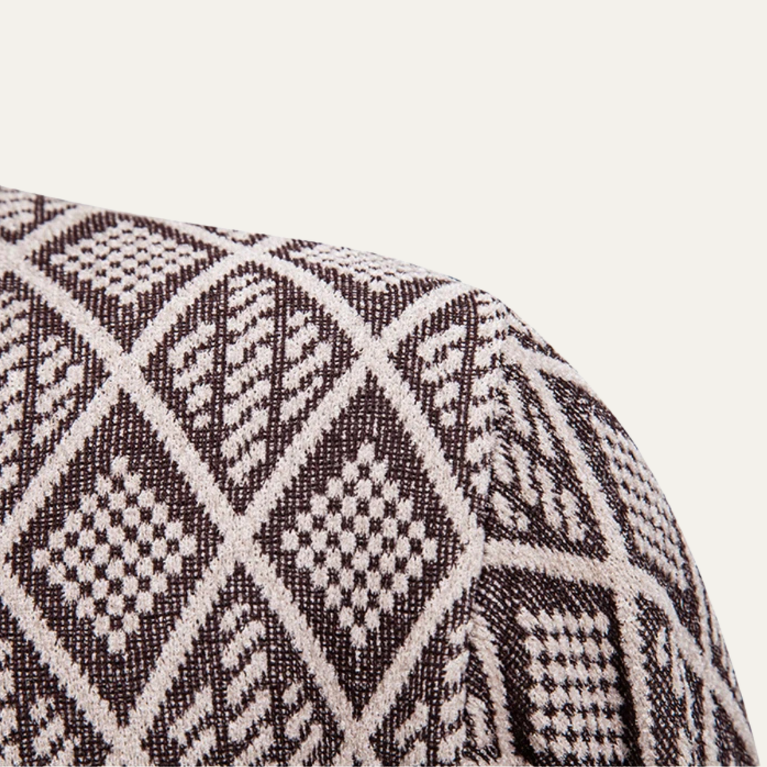 Mens Knit Jacket Diamond Pattern Smart Casual