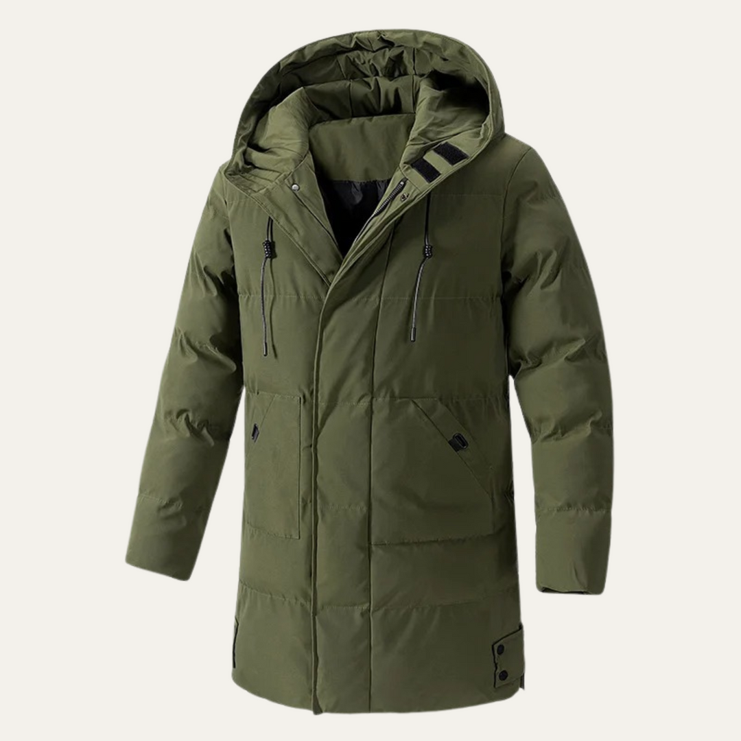 Mens Long Hooded Puffer Jacket Insulated Winter
