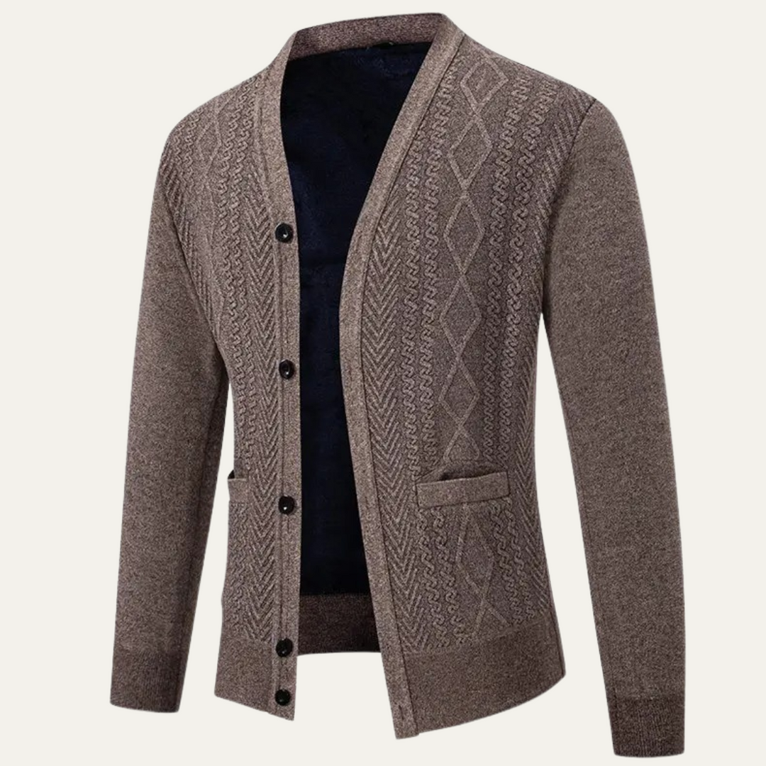 Mens Knit Cardigan Button-Up Casual with Pockets