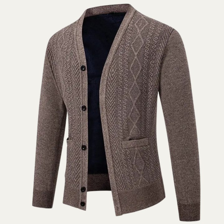 Mens Knit Cardigan Button-Up Casual with Pockets