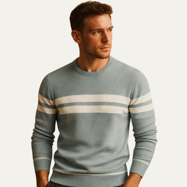 Mens Ribbed Knit Sweater Crewneck Classic Fit