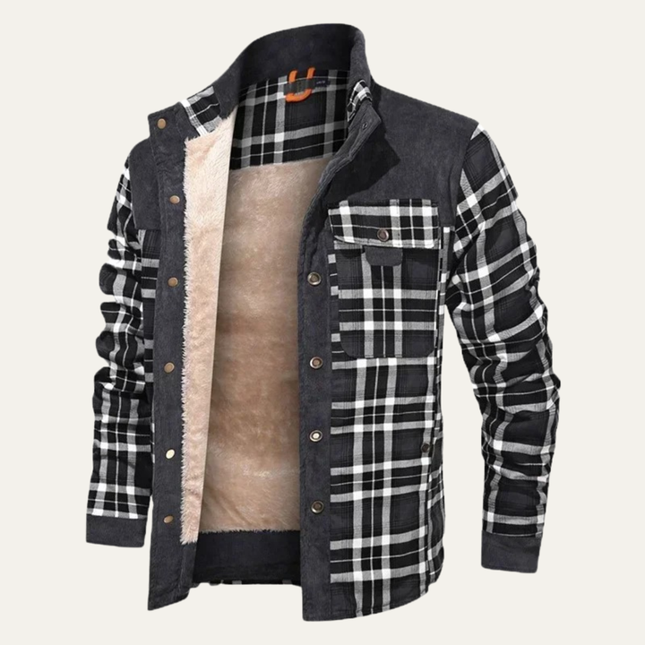 Mens Winter Jacket Plaid Check Warm Fit