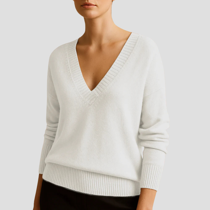 Womens Classic V-Neck Knit Sweater