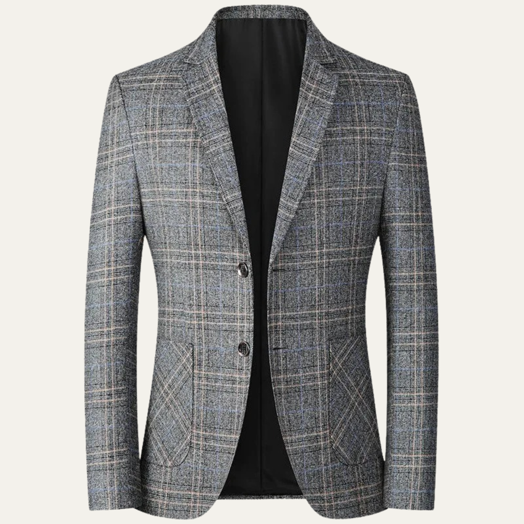 Mens Blazer Jacket Wool Checked Slim Fit