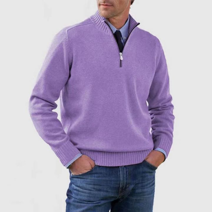 Mens Half-Zip Sweater Cotton Blend Regular Fit