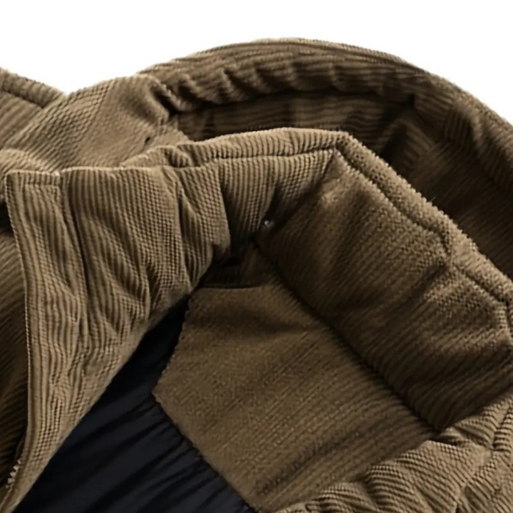 Mens Puffer Jacket Corduroy Hooded Casual Fit