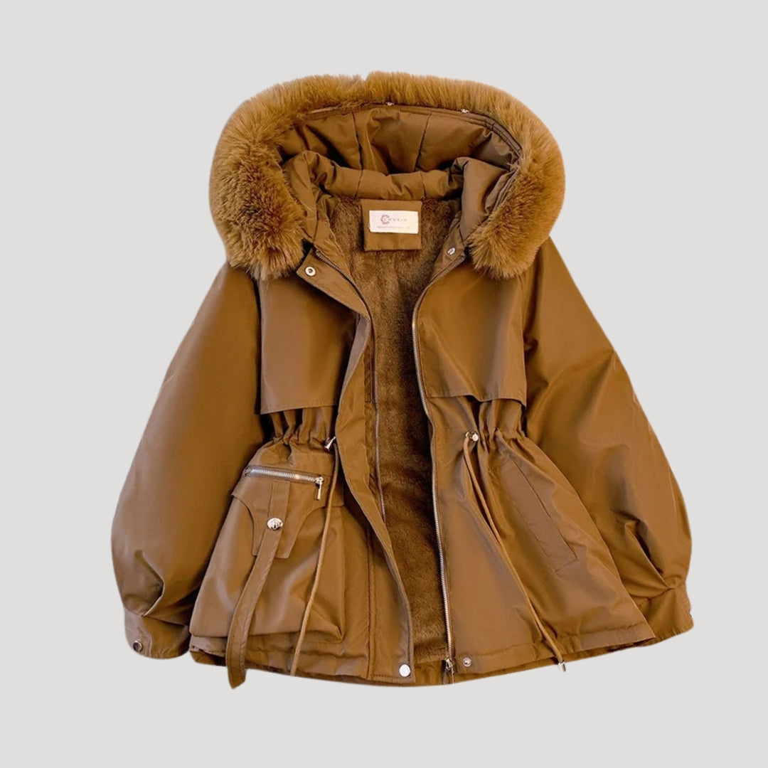 Womens Parka Coat with Faux Fur Hood Warm