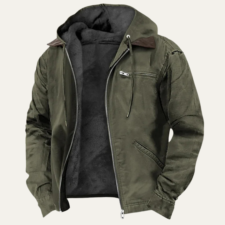 Mens Lightweight Hooded Jacket with Fleece Lining