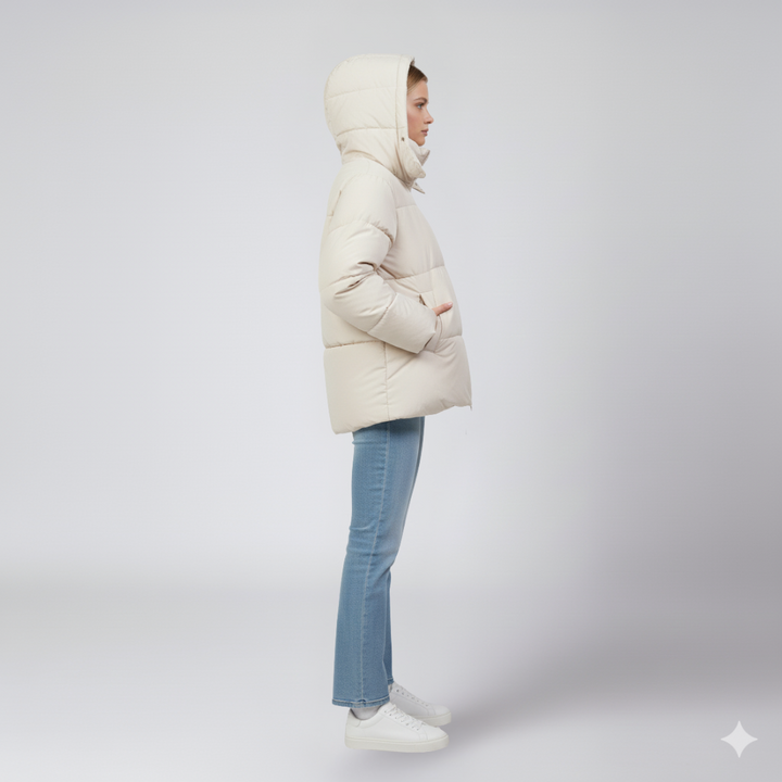 Womens Quilted Puffer Jacket Oversized High Collar Winter Outerwear