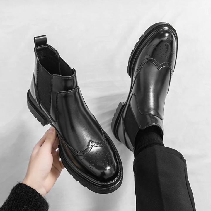 Mens Dress Chelsea Boots Leather Retro Anti-Slip Sole