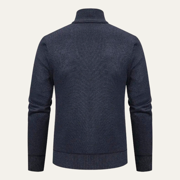 Mens Knit Cardigan High Neck Zip-Up Winter Style