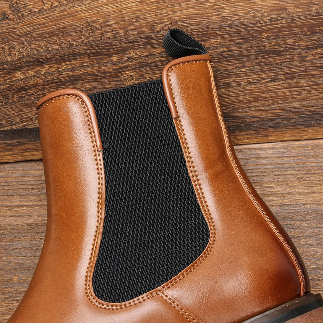 Mens Chelsea Boots Leather Classic Slip-On