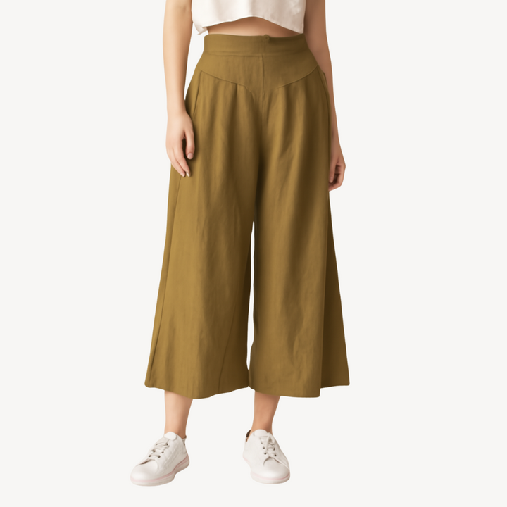 Womens Linen Culottes Wide Leg Relaxed Fit - BritishMode